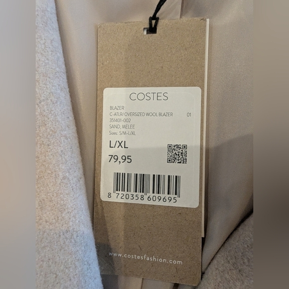 Wool Blend Oversized Blazer Jacket Coat Oversized L/XL Color cream- Sand - Picture 6 of 11